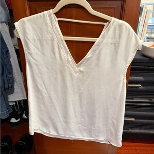 Express Ivory V-Neck Blouse
